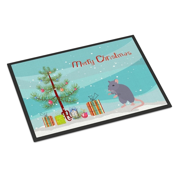 Carolines Treasures 24 x 36 in. Blue Rat Merry Christmas Indoor or Outdoor Mat CK4469JMAT - main